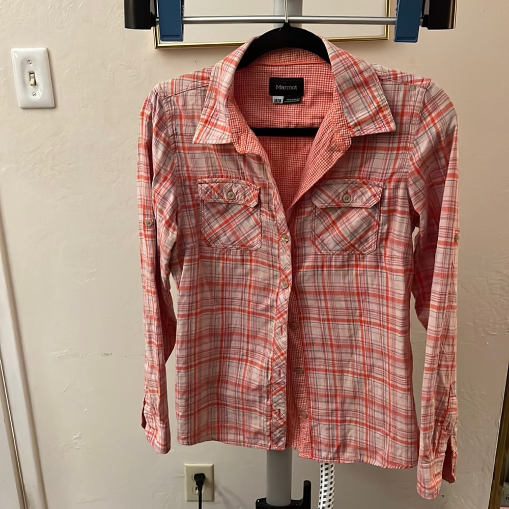 Marmot plaid orange shirt